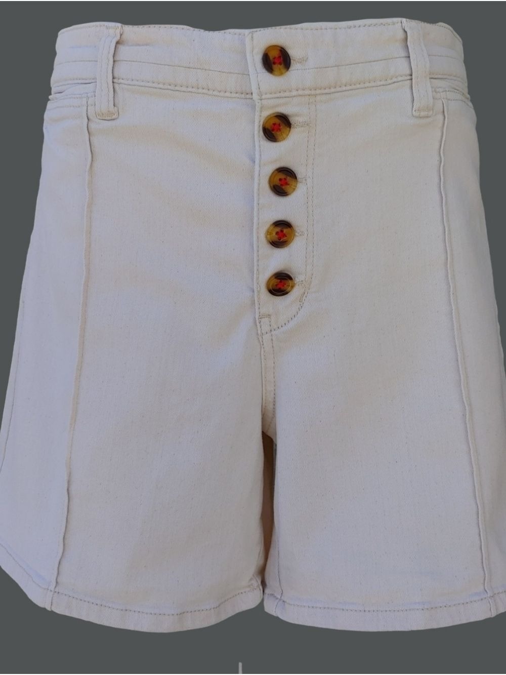 Pilcro by Anthropologie Slim Boyfriend Button-Fly Shorts Cream Women's 31